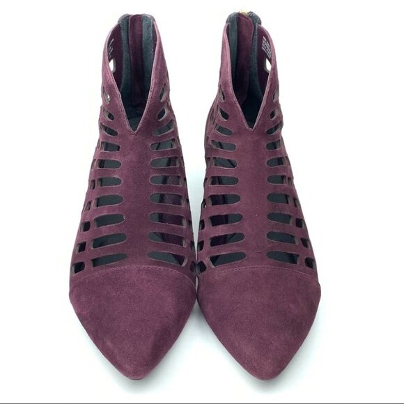 Rockport booties size 8.5 39 plum purple suede cut out cap pointy toe boots - Picture 2 of 12